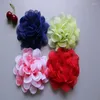 Acessórios de cabelo 45 pçs/lote atacado crianças menina 3.94 "gaze flores sem clipes para crochê bandana 18 cores escolher grátis