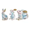 Cute Rabbit Statue Resin Bunny Sculpture Home Room Decorative Art Ornaments Painted Jade Rabbit Figurines Easter Decoration Gift 240119