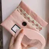 Designer Comb Peach Wood Comb Pink Makeup Comb with Flax Small Floral Packaging Wholesale