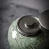 Celadon Dragon Çay Kutusu Organizatörü TeAware Cloud Conster Depolama için Jar Vintage Yeşil Caddy Teneke Çay Tören Madenleri 240119