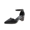 Sandals Summer Spring Women High Heels Dress Shoes Pointed Toe Ankle Strap Pumps Black Square Heeld Sandalias Mujer Office