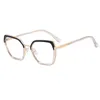 Sonnenbrille 2024 Metallring Anti Blaulicht Augenrahmen Mode Damen TR90 Bicolor Optik Spiegel Bequemer Federfuß Rezept