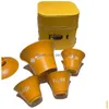 Кофейные чайные сервизы Дизайнерский портативный дорожный желтый чайный сервиз Ленивый один горшок Три чашки Открытая камера Керамический классический логотип с коробкой Drop Deliv Dh947