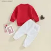 Clothing Sets Lioraitiin 0-3Y Baby Boy Valentines Day Outfit Letter Print Pullover Long Sleeve Sweatshirt Solid Pants Set