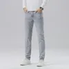 Erkek kot pantolon, üst düzey yıkama vintage moda markası gri streç ince uzun pantolonlar erkekler için