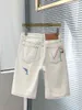 Shorts femininos 2024 cintura alta calças médias bordado design senhoras all-match jeans reto com bolsos