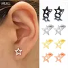 Studörhängen rostfritt stål mini geometriska kvinnor minimalistisk stjärna måne cirkel öron mode smycken triangel öron piercinggift