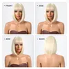 Sarışın Kısa Saç Bob Wig Bangs Platinum Sentetik Peruk Rol Yapma Partisi Lolita Kadın Günlük Peruk Yüksek Sıcaklık 230125