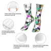 Men's Socks Men Bike Colored Abstract Square Cotton Funny Grey Geometry Woman