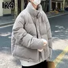 Jaquetas masculinas estilo hong kong rua solta e versátil outono inverno veludo casaco de algodão quente simples casual casal jaqueta