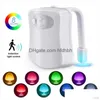 Night Lights Brelong Toilet Light Led Lamp Smart Bathroom Human Motion Activated Pir 8 Colours Matic Rgb Backlight For Bowl Drop Del Dhcmy