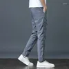 Calças masculinas verão luz cintura alta cáqui perna reta calças masculinas tendência 2024 estilo algodão estiramento casual vintage preto calça