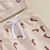 Conjuntos de roupas Lioraitiin 0-3Y Baby Girl Natal Outfits Manga Longa Dos Desenhos Animados Santa Imprimir Moletom e Calças Criança Roupas Set