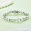 Kaisney Fancy Cut 0,5ct d Vvs Moissanite Tennis Chain S925 Argent Platine Plaqué Bracelet pour Femme