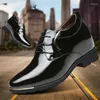 Chaussures habillées hauteur augmentant 10 cm mâle Invisible intérieur rehaussement en cuir brillant affaires loisirs formel bout pointu hommes