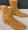 Street Style Shoes Man Slp Wyatt Harness Boots Calf Leather Suede Leather Brown Boot Western Cowboy Boots Top Quality size with box