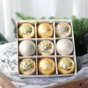 Décoration de fête 9 pièces ensemble de boules de noël coffret cadeau arbre 8 cm peint suspendu ornement pendentif décoratif pour la maison