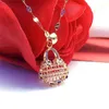 Naszyjniki wiszące 585 Rosyjska szczotkowana torebka Naszyjka wylewana z 14 -karatową purpurową złotą różą koreańską wersję modną biżuterię damską jako prezent