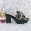 Dress Shoes QSGFC Italian Design Women's Green High Heel Shoe Bag Set Nigeria Quality Party Wallet Sandals Fashion