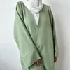Ethnische Kleidung Leinen Kimono Open Abaya Hohe Qualität mit Taschen Dubai bescheidene muslimische Frauen Kleid EID Ramadan islamisch