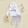 Clothing Sets Lioraitiin 0-3Years Newborn 2Pcs Outfits Capital Letter Print Long Sleeve Hooded Pullover Side Pockets Trousers