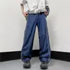Men's Pants KPOP Fashion Style Harajuku Slim Fit Sweat Loose All Match Casual Stripe Pockets Straight Cylinder Wide Leg