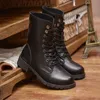 Dress Shoes Black Round Toe Women's Motorcycles Boots Pu Leather Women's Army Boots Solid Lace Up Ladies Flat Martin BootsL231228