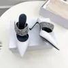 Women mule slippers 90mm Thin High Heels Rhinestone Bling Party high-heeled shoes for Style Summer and Spring multi-function designer Sandals Dinner Party Shoes