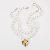 Gioielli di accessori da sposa con collana tridimensionale d'amore con perle a doppio strato