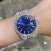 Nouvelle édition Moissanite Diamond Watch Test réussi Top Qualité Mécanique ETA Mouvement Luxe Entièrement Gelé Saphir Montre Avec Boîte