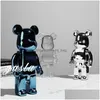 Novelty Items Items 26Cm Plating Bearbricklys 400% Statue Violence Bear Scpture Figure Ornaments Desk Decoration Bookshelf Living Room Dhh9I