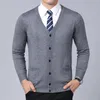 Männer Pullover Mode Marke Pullover Für Herren Strickjacke Mantel V-ausschnitt Slim Fit Jumper Strickwaren Winter Koreanischen Stil Casual kleidung