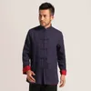 Chaquetas para hombres Hombres Lino Túnica Abrigo Ambos lados Usando Diseño Rojo Negro Beige Mandarin Collar Tangzhuang Traje Hanfu Chino Kungfu