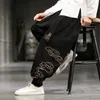 Herrenhose, Herrenhose, chinesischer Stil, besticktes Leinen, lässig, bedruckt, lockere Leggings mit weitem Bein, Pumphose, trendig und modisch