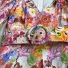 Ontwerpen voor ontwerpers Lente / Zomer Parijse mode Jurk met print en patchwork, korte retro jurk met bubbelmouwen
