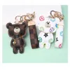 Fashion keychain Cute Bear print leather keychain Auto accessories Keychain listing keychain set