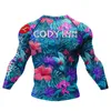 T-shirts pour hommes Fabricant de vêtements personnalisé Cody Lundin MMA BJJ Rash Guard T-shirt à manches longues Fitness Impression Floral Tops Protection UV