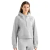 Dames Oversized Sporthoodie Lu-18 Half Zip Yoga-outfits Jas met lange mouwen Fitness Workout Capuchon Hoge Elasticiteit Trui met ronde hals G 38