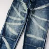 Herren Jeans Männer Streetwear Taschen Cargo Denim Vintage Blau Bleach Hosen Untere Knöpfe Lose Gerade Hosen