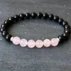 Con cuentas Mg1960 8 mm Shungite ruso natural con pulsera de cuarzo rosa Bloques de abridor de camino espiritual Joyería de piedras preciosas de cristal Gota Deli Dhy4M