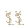 18K Gold Plated Austrian Crystal Letter Stud Earrings for Women European and USA Popular Simple Designer Earrings Wedding Bride Jewelry Gift oorbellen aretes