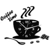 Настенные часы 3D акриловые DIY настенные часы Зеркальные настенные часы Простые домашние цифровые настенные наклейки Украшение Mute Coffee Cup Настенные кварцевые часы