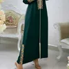 Ropa étnica Kaftan Vestidos Mujeres Verde Dubai Bordado Elegante Manga larga Musulmán Abaya Islam Turquía Jellaba Vestido marroquí 2024
