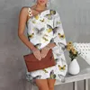 Lässige Kleider Sommerkleid für Frauen One Shoulder Half Bat Sleeve Print Womens Midi Work