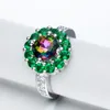 Bagues de cluster Romantique Fleur CZ Bague De Mariage Avec Couleur Vert Zircon Haute Qualité Bijoux De Mode Pour Femmes Cadeau Été Design Argent