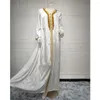 Ethnische Kleidung, 2-teiliges Set für Damen, muslimisches Satin-Abaya, ärmelloses weißes Kleid, Outfits, islamische Jalabiya, Eid, marokkanischer Kaftan, Dubai, Türkei-Kleid