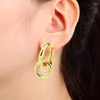 Boucles d'oreilles pendantes en acier inoxydable, bijoux à la mode, pendentif rond ovale détachable et assemblable pour femmes, cadeau de fête de mariage, vente en gros