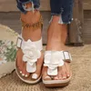 Tofflor höga klackar blomma kvinnor flip flops skor plattform kilar rom sandaler sommaren 2024 designer märke glider mujer pumpar