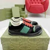 Designer Shoes Couple Stripe Sneakers Fashion Dirty Leather Lace-up Tennis Shoes Low Top Canvas Trainers Men Women Screener Sneaker size 35-45