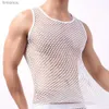 Canotte da uomo Canottiera da uomo Canottiera Abbigliamento gay Camicia in rete di nylon See Through Sheer Maniche lunghe T-shirt Camicia trasparente sexy IntimoL240124